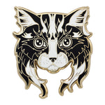 Load image into Gallery viewer, Black White Cat Pin - Adorable Cat Enamel Lapel Pin with Long Beard
