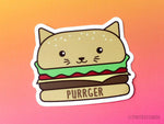 Load image into Gallery viewer, Burger Cat Vinyl Sticker &quot;Purrger&quot;
