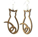 Load image into Gallery viewer, Laser Cut Wood Cat Silhouette Outline Earrings
