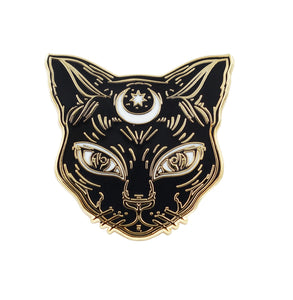 Luna the Black Cat - Enamel Cat Pin by Real Sic