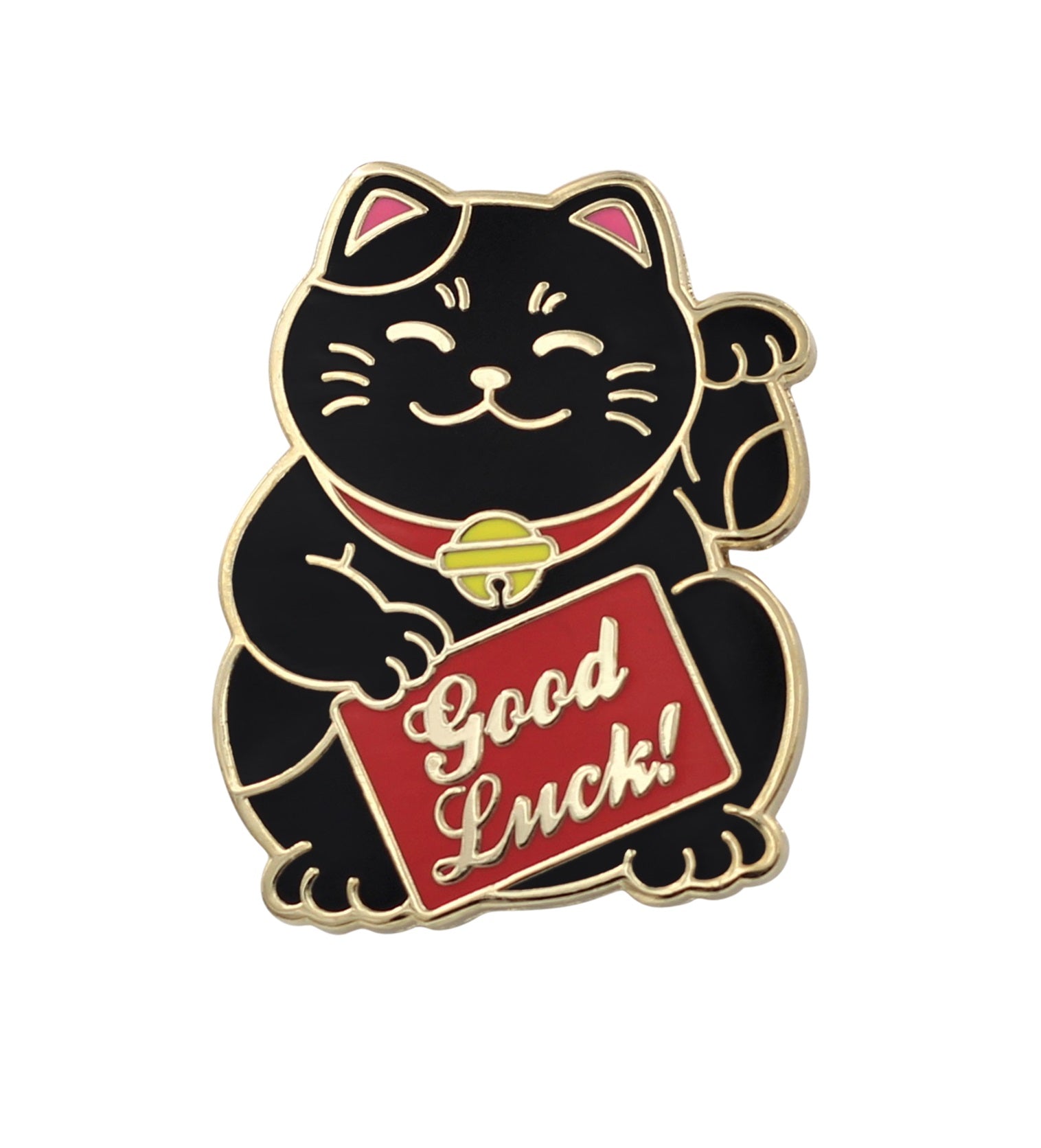 REAL SIC Lucky Cat Pin - Good Luck Waving Cat Enamel Pin