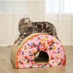Cargar imagen en el visor de la galería, Donut or Pizza shaped PET FASHION DESIGN FOOD ELEMENTS CAT HOUSE &amp; SCRATCHER
