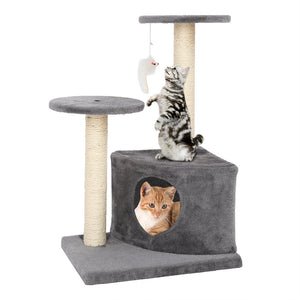 28" Cat Tree Tower Condo Sisal Post Scratching Gray YF