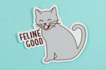 画像をギャラリービューアに読み込む, Funny Cat Vinyl Sticker &quot;Feline Good&quot;
