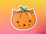 Load image into Gallery viewer, Cat Pumpkin Vinyl Sticker
