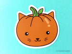Load image into Gallery viewer, Cat Pumpkin Vinyl Sticker
