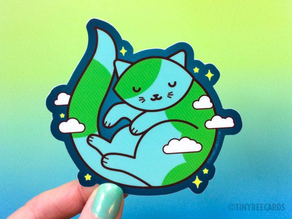 Cute Earth Cat Sticker "Purrth"